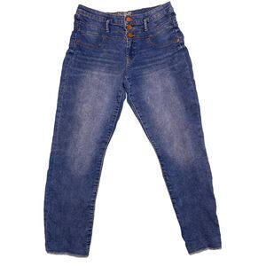 Y2K NOBO Mid Rise Skinny Jeans 3 Expose Button Fly  Stretch Size 15 Juniors Fray